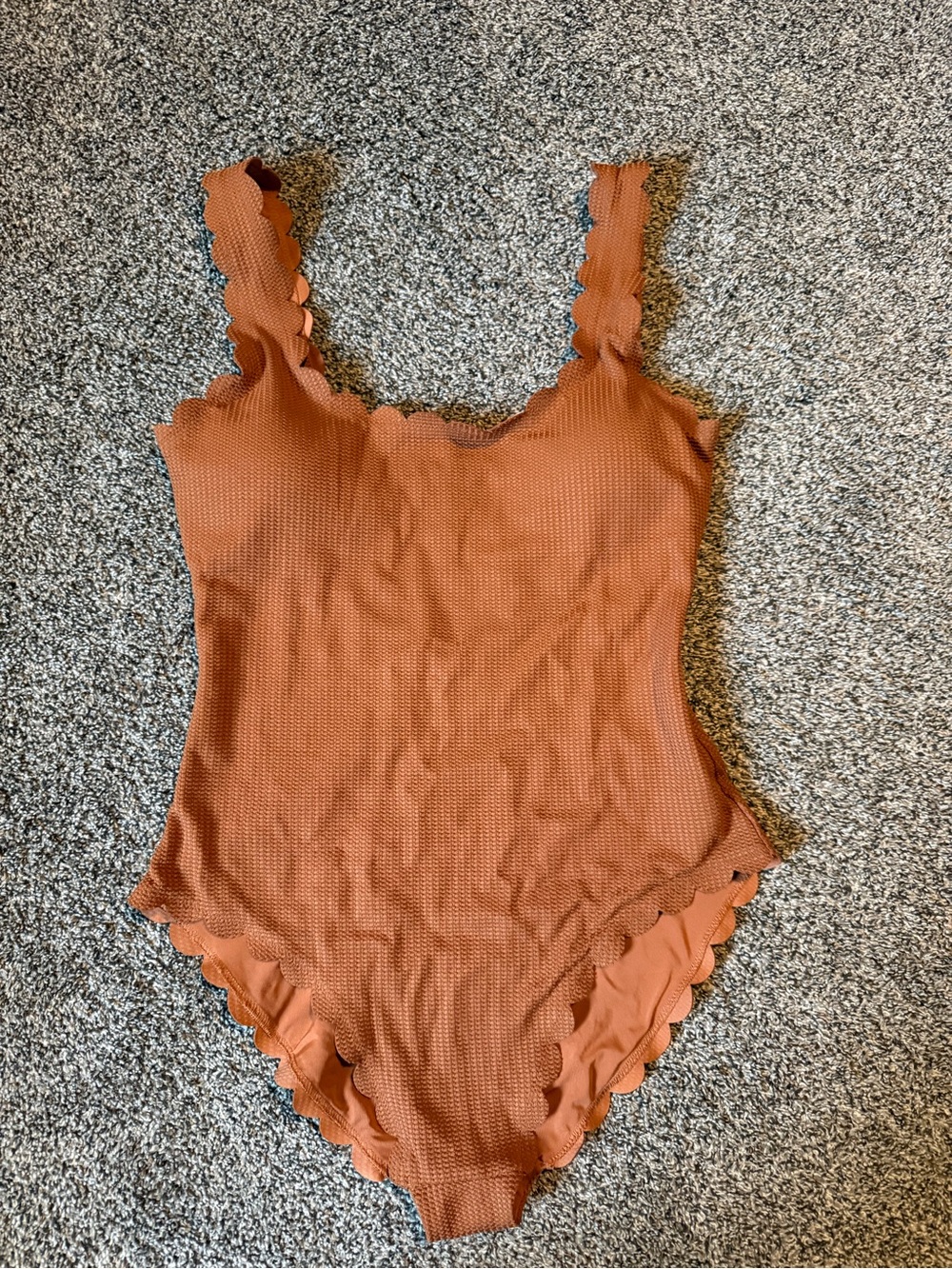 Scallop Edge Rust One-Piece Swimsuit